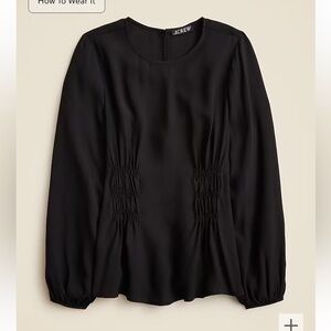 J crew Shirred-waist top in viscose crepe black